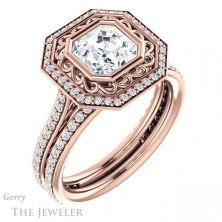 14k Rose Gold Asscher Cut Forever One Engagement Ring Setting #GTJ970-asscher-fo-r 6 14k Rose Gold Asscher Cut Forever One Engagement Ring Setting #GTJ970-asscher-fo-r