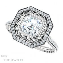 14k White Gold Asscher Cut Forever One Engagement Ring Setting #GTJ970-asscher-fo-w 5 14k White Gold Asscher Cut Forever One Engagement Ring Setting #GTJ970-asscher-fo-w