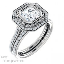 14k White Gold Asscher Cut Forever One Engagement Ring Setting #GTJ970-asscher-fo-w 6 14k White Gold Asscher Cut Forever One Engagement Ring Setting #GTJ970-asscher-fo-w