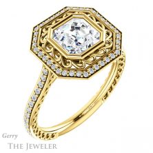 14k Yellow Gold Asscher Cut Forever One Engagement Ring Setting #GTJ970-asscher-fo-y 4 14k Yellow Gold Asscher Cut Forever One Engagement Ring Setting #GTJ970-asscher-fo-y