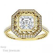 14k Yellow Gold Asscher Cut Forever One Engagement Ring Setting #GTJ970-asscher-fo-y 1 14k Yellow Gold Asscher Cut Forever One Engagement Ring Setting #GTJ970-asscher-fo-y