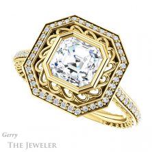 14k Yellow Gold Asscher Cut Forever One Engagement Ring Setting #GTJ970-asscher-fo-y 5 14k Yellow Gold Asscher Cut Forever One Engagement Ring Setting #GTJ970-asscher-fo-y