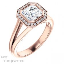 14k Rose Gold Asscher Cut Forever One Engagement Ring Setting #GTJ971-asscher-fo-r 4 14k Rose Gold Asscher Cut Forever One Engagement Ring Setting #GTJ971-asscher-fo-r