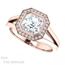 14k Rose Gold Asscher Cut Forever One Engagement Ring Setting #GTJ971-asscher-fo-r 5 14k Rose Gold Asscher Cut Forever One Engagement Ring Setting #GTJ971-asscher-fo-r