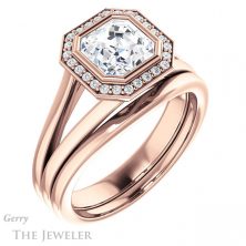14k Rose Gold Asscher Cut Forever One Engagement Ring Setting #GTJ971-asscher-fo-r 6 14k Rose Gold Asscher Cut Forever One Engagement Ring Setting #GTJ971-asscher-fo-r