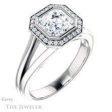 14k White Gold Asscher Cut Forever One Engagement Ring Setting #GTJ971-asscher-fo-w