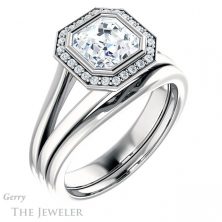 14k White Gold Asscher Cut Forever One Engagement Ring Setting #GTJ971-asscher-fo-w