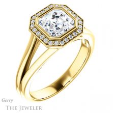14k Yellow Gold Asscher Cut Forever One Engagement Ring Setting #GTJ971-asscher-fo-y 4 14k Yellow Gold Asscher Cut Forever One Engagement Ring Setting #GTJ971-asscher-fo-y
