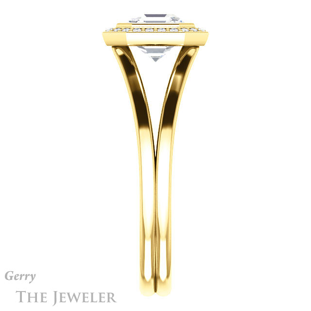 14k Yellow Gold Asscher Cut Forever One Engagement Ring Setting #GTJ971-asscher-fo-y 3 14k Yellow Gold Asscher Cut Forever One Engagement Ring Setting #GTJ971-asscher-fo-y