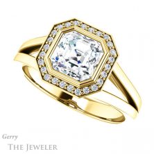 14k Yellow Gold Asscher Cut Forever One Engagement Ring Setting #GTJ971-asscher-fo-y 5 14k Yellow Gold Asscher Cut Forever One Engagement Ring Setting #GTJ971-asscher-fo-y