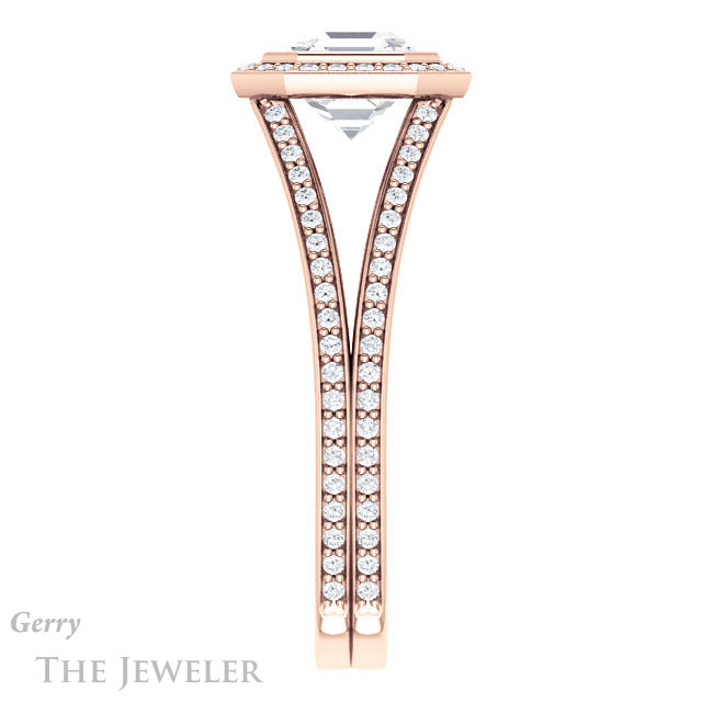 14k Rose Gold Asscher Cut Forever One Engagement Ring Setting #GTJ973-asscher-fo-r 3 14k Rose Gold Asscher Cut Forever One Engagement Ring Setting #GTJ973-asscher-fo-r