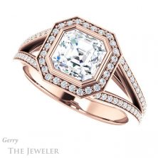 14k Rose Gold Asscher Cut Forever One Engagement Ring Setting #GTJ973-asscher-fo-r 5 14k Rose Gold Asscher Cut Forever One Engagement Ring Setting #GTJ973-asscher-fo-r