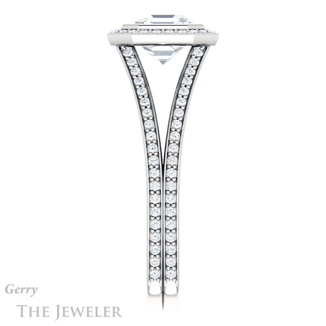 14k White Gold Asscher Cut Forever One Engagement Ring Setting #GTJ973-asscher-fo-w