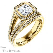 14k Yellow Gold Asscher Cut Forever One Engagement Ring Setting #GTJ973-asscher-fo-y