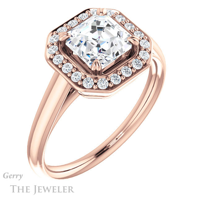 14k Rose Gold Asscher Cut Forever One Engagement Ring Setting #GTJ974-asscher-fo-r 4 14k Rose Gold Asscher Cut Forever One Engagement Ring Setting #GTJ974-asscher-fo-r