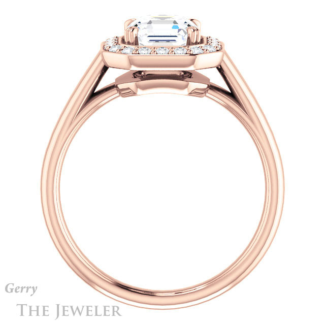 14k Rose Gold Asscher Cut Forever One Engagement Ring Setting #GTJ974-asscher-fo-r