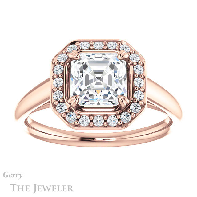 14k Rose Gold Asscher Cut Forever One Engagement Ring Setting #GTJ974-asscher-fo-r