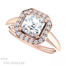 14k Rose Gold Asscher Cut Forever One Engagement Ring Setting #GTJ974-asscher-fo-r 5 14k Rose Gold Asscher Cut Forever One Engagement Ring Setting #GTJ974-asscher-fo-r