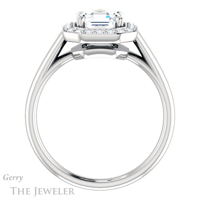 14k White Gold Asscher Cut Forever One Engagement Ring Setting #GTJ974-asscher-fo-w