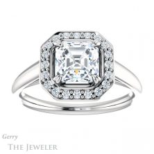 14k White Gold Asscher Cut Forever One Engagement Ring Setting #GTJ974-asscher-fo-w 1 14k White Gold Asscher Cut Forever One Engagement Ring Setting #GTJ974-asscher-fo-w