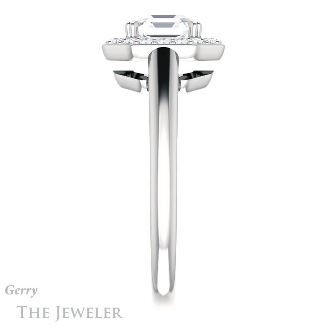 14k White Gold Asscher Cut Forever One Engagement Ring Setting #GTJ974-asscher-fo-w 3 14k White Gold Asscher Cut Forever One Engagement Ring Setting #GTJ974-asscher-fo-w