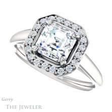 14k White Gold Asscher Cut Forever One Engagement Ring Setting #GTJ974-asscher-fo-w 5 14k White Gold Asscher Cut Forever One Engagement Ring Setting #GTJ974-asscher-fo-w