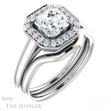 14k White Gold Asscher Cut Forever One Engagement Ring Setting #GTJ974-asscher-fo-w 6 14k White Gold Asscher Cut Forever One Engagement Ring Setting #GTJ974-asscher-fo-w