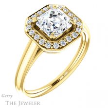 14k Yellow Gold Asscher Cut Forever One Engagement Ring Setting #GTJ974-asscher-fo-y