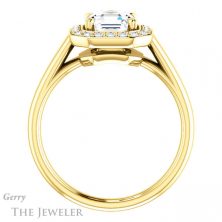 14k Yellow Gold Asscher Cut Forever One Engagement Ring Setting #GTJ974-asscher-fo-y
