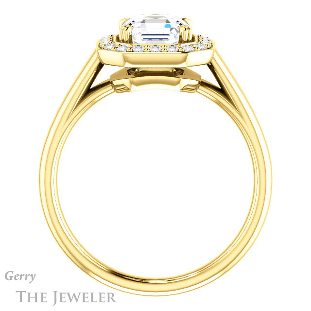 14k Yellow Gold Asscher Cut Forever One Engagement Ring Setting #GTJ974-asscher-fo-y