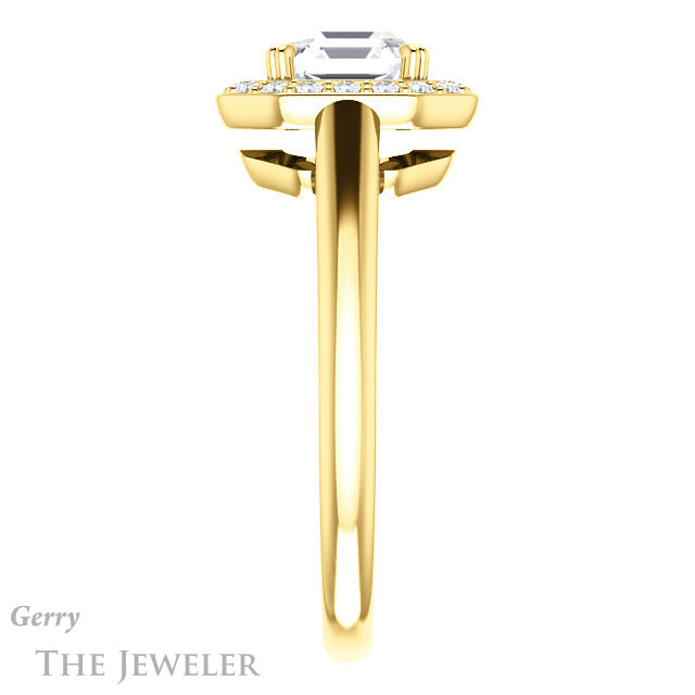 14k Yellow Gold Asscher Cut Forever One Engagement Ring Setting #GTJ974-asscher-fo-y