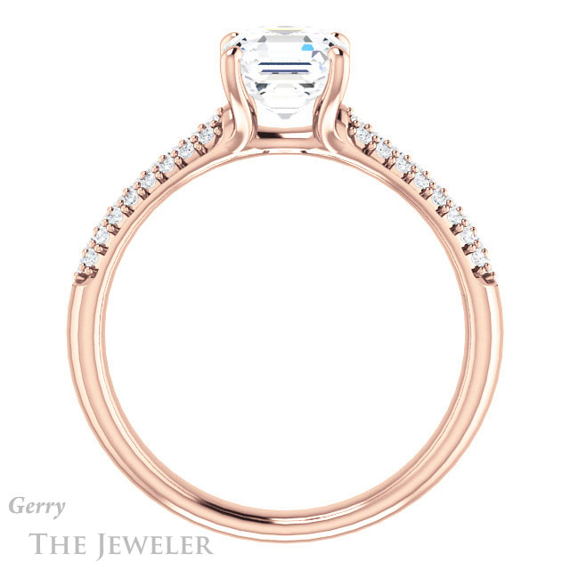 14k Rose Gold Asscher Cut Forever One Engagement Ring Setting #GTJ975-asscher-fo-r