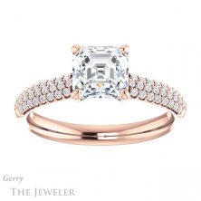 14k Rose Gold Asscher Cut Forever One Engagement Ring Setting #GTJ975-asscher-fo-r