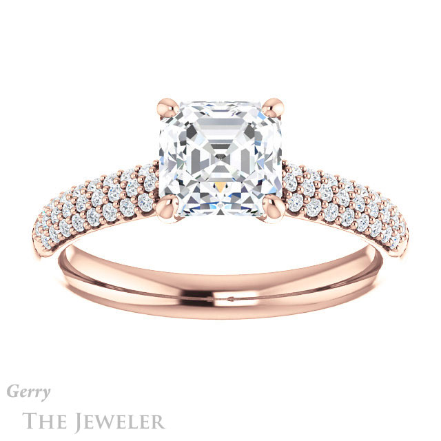 14k Rose Gold Asscher Cut Forever One Engagement Ring Setting #GTJ975-asscher-fo-r