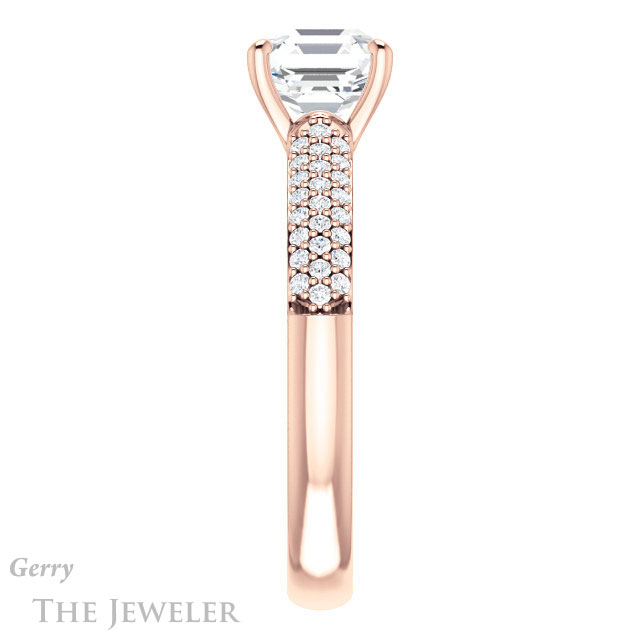 14k Rose Gold Asscher Cut Forever One Engagement Ring Setting #GTJ975-asscher-fo-r