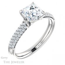 14k White Gold Asscher Cut Forever One Engagement Ring Setting #GTJ975-asscher-fo-w 4 14k White Gold Asscher Cut Forever One Engagement Ring Setting #GTJ975-asscher-fo-w