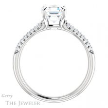14k White Gold Asscher Cut Forever One Engagement Ring Setting #GTJ975-asscher-fo-w 2 14k White Gold Asscher Cut Forever One Engagement Ring Setting #GTJ975-asscher-fo-w