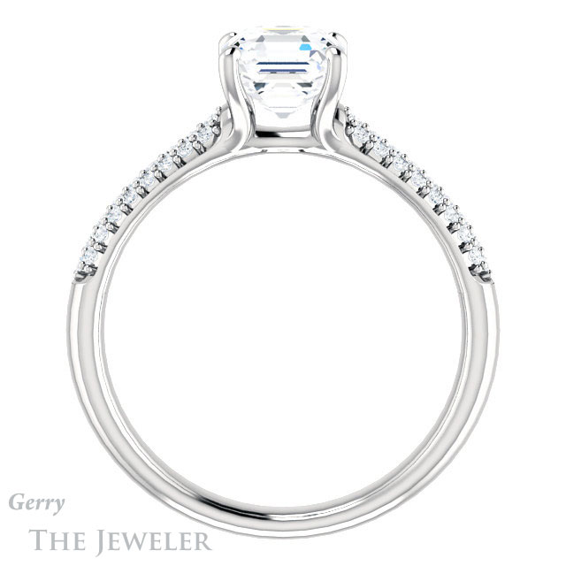14k White Gold Asscher Cut Forever One Engagement Ring Setting #GTJ975-asscher-fo-w