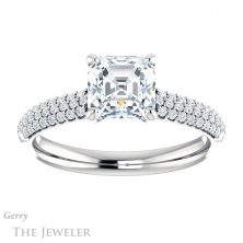 14k White Gold Asscher Cut Forever One Engagement Ring Setting #GTJ975-asscher-fo-w 1 14k White Gold Asscher Cut Forever One Engagement Ring Setting #GTJ975-asscher-fo-w