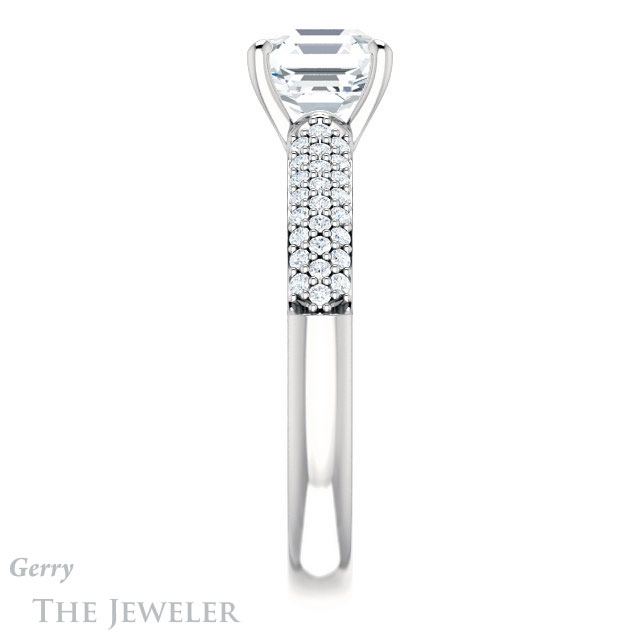 14k White Gold Asscher Cut Forever One Engagement Ring Setting #GTJ975-asscher-fo-w 3 14k White Gold Asscher Cut Forever One Engagement Ring Setting #GTJ975-asscher-fo-w
