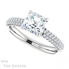14k White Gold Asscher Cut Forever One Engagement Ring Setting #GTJ975-asscher-fo-w 5 14k White Gold Asscher Cut Forever One Engagement Ring Setting #GTJ975-asscher-fo-w