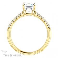 14k Yellow Gold Asscher Cut Forever One Engagement Ring Setting #GTJ975-asscher-fo-y 2 14k Yellow Gold Asscher Cut Forever One Engagement Ring Setting #GTJ975-asscher-fo-y