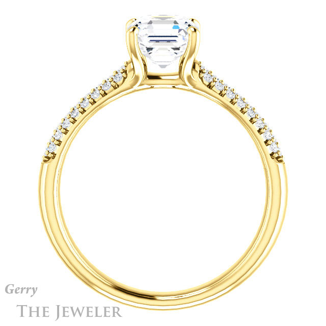 14k Yellow Gold Asscher Cut Forever One Engagement Ring Setting #GTJ975-asscher-fo-y