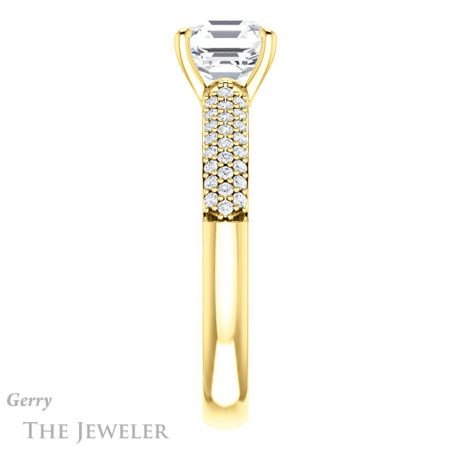 14k Yellow Gold Asscher Cut Forever One Engagement Ring Setting #GTJ975-asscher-fo-y 3 14k Yellow Gold Asscher Cut Forever One Engagement Ring Setting #GTJ975-asscher-fo-y