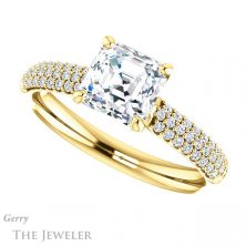 14k Yellow Gold Asscher Cut Forever One Engagement Ring Setting #GTJ975-asscher-fo-y 5 14k Yellow Gold Asscher Cut Forever One Engagement Ring Setting #GTJ975-asscher-fo-y