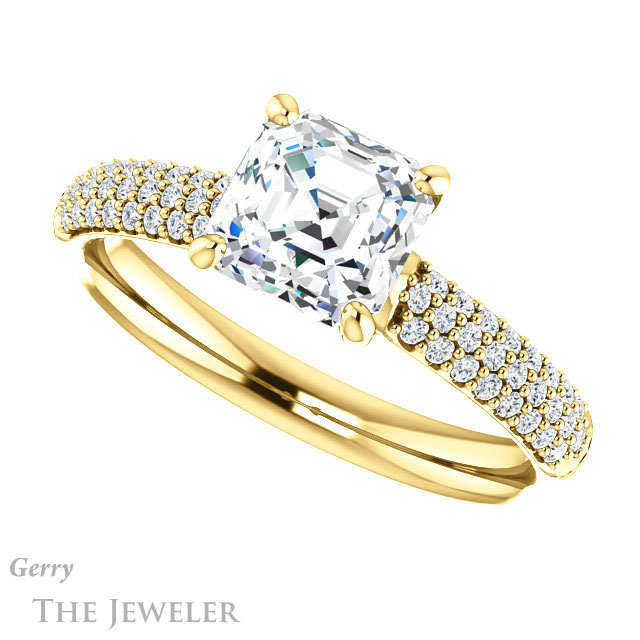 14k Yellow Gold Asscher Cut Forever One Engagement Ring Setting #GTJ975-asscher-fo-y 5 14k Yellow Gold Asscher Cut Forever One Engagement Ring Setting #GTJ975-asscher-fo-y