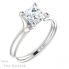 14k White Gold Asscher Cut Forever One Engagement Ring Setting #GTJ976-asscher-fo-w 4 14k White Gold Asscher Cut Forever One Engagement Ring Setting #GTJ976-asscher-fo-w