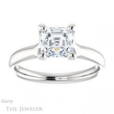 14k White Gold Asscher Cut Forever One Engagement Ring Setting #GTJ976-asscher-fo-w 1 14k White Gold Asscher Cut Forever One Engagement Ring Setting #GTJ976-asscher-fo-w