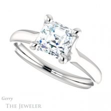 14k White Gold Asscher Cut Forever One Engagement Ring Setting #GTJ976-asscher-fo-w 5 14k White Gold Asscher Cut Forever One Engagement Ring Setting #GTJ976-asscher-fo-w