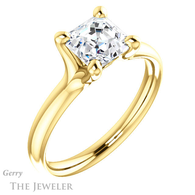 14k Yellow Gold Asscher Cut Forever One Engagement Ring Setting #GTJ976-asscher-fo-y 4 14k Yellow Gold Asscher Cut Forever One Engagement Ring Setting #GTJ976-asscher-fo-y